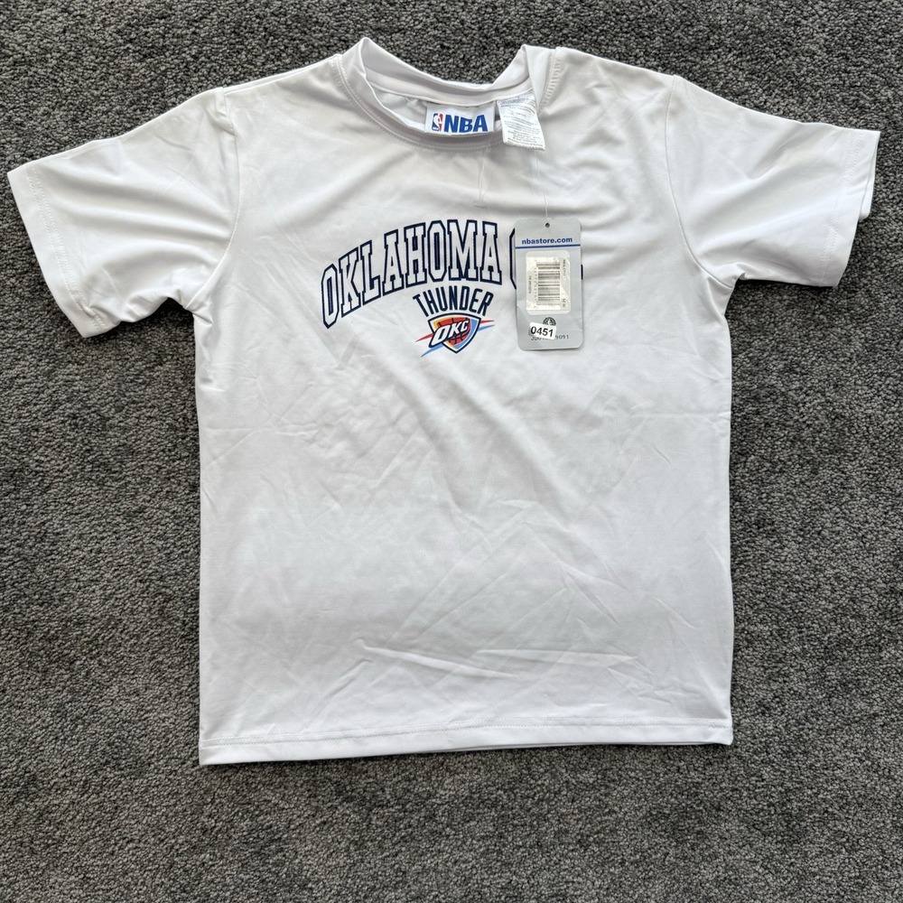 Kids Size 6 Oklahoma City Thunder Kids White Swim Shirt UV 50 Short Sleeve NBA